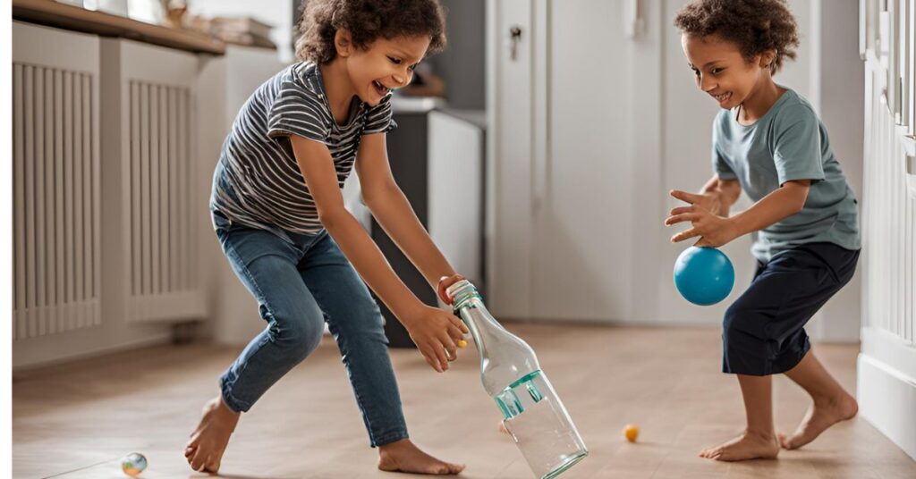 Dragging a Bottle with a Small Ball Along a Zigzag Line