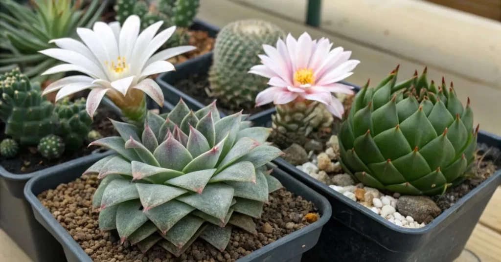 image of various Ariocarpus species side by side