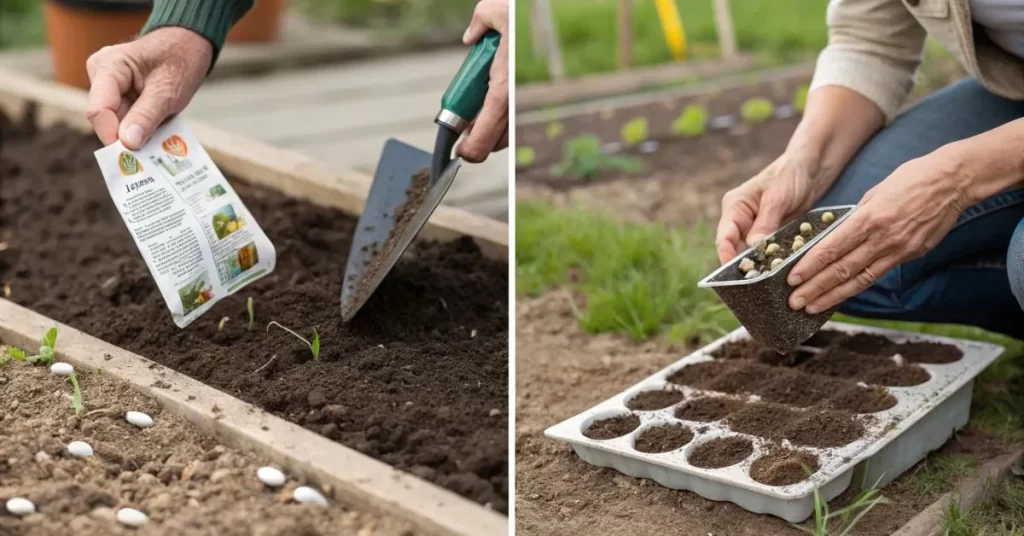 Image showing seed sowing process step by step]